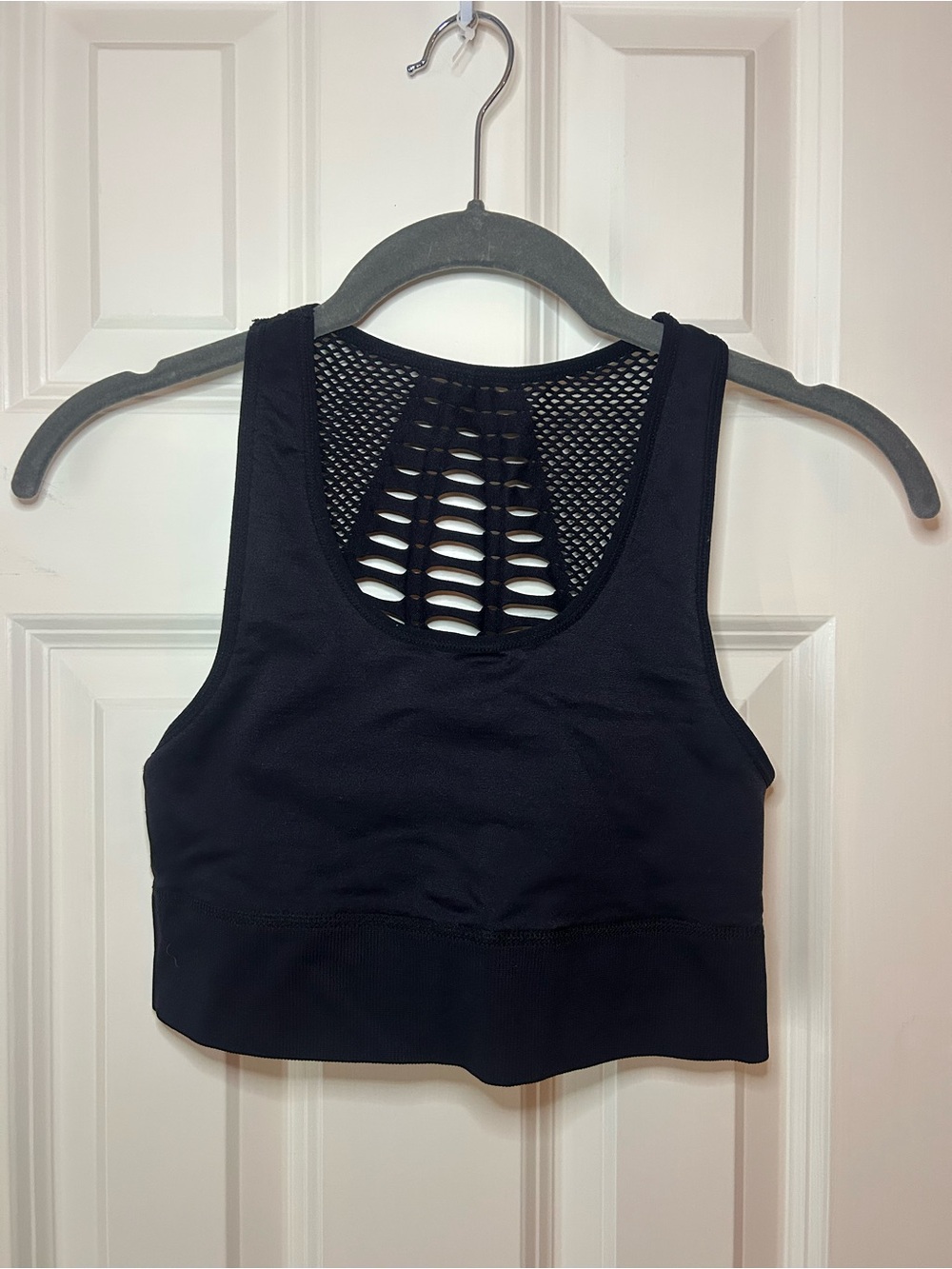 GARAGE BLACK MESH SPORTS BRA WITH CUT-OUTS